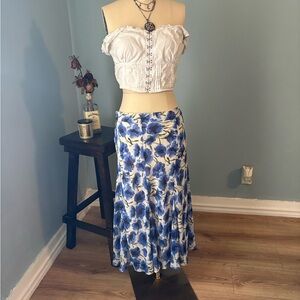 Jaclyn Smith Blue and White Floral Maxi Skirt